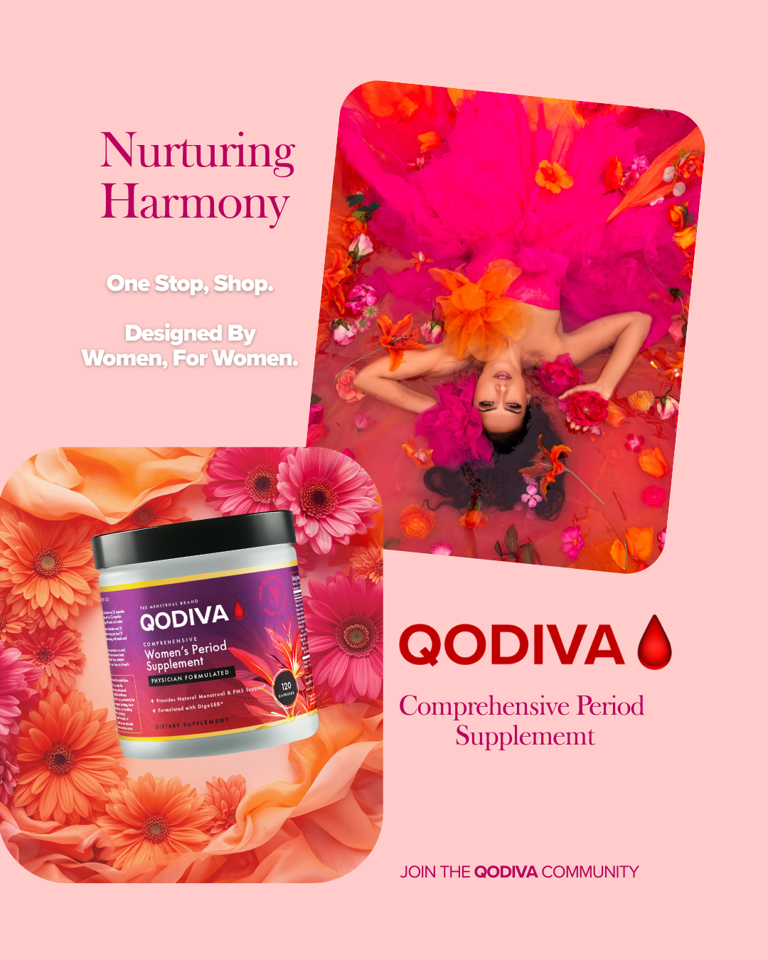 Qodiva Comprehensive Herbal Cycle Wellness Support – 120 Vegetarian Capsules (30-Day Supply)