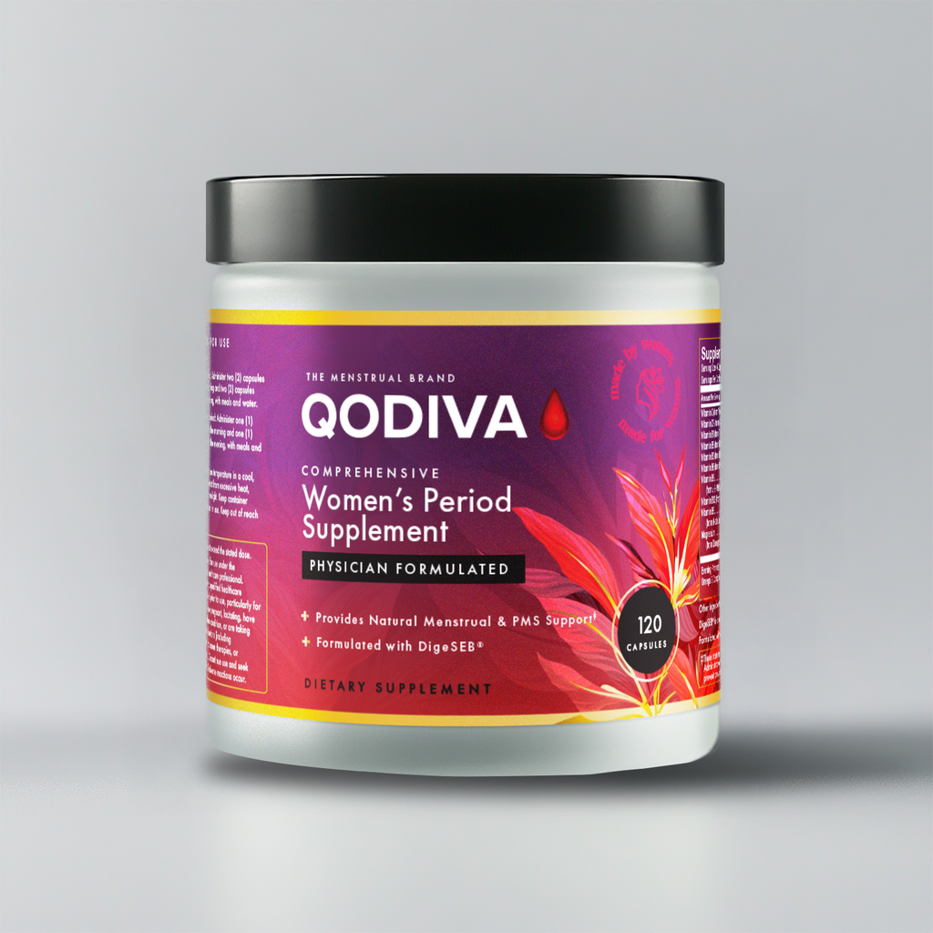 Qodiva Complete Menstrual Support Supplement – 120 Vegetarian Capsules (30-Day Supply)